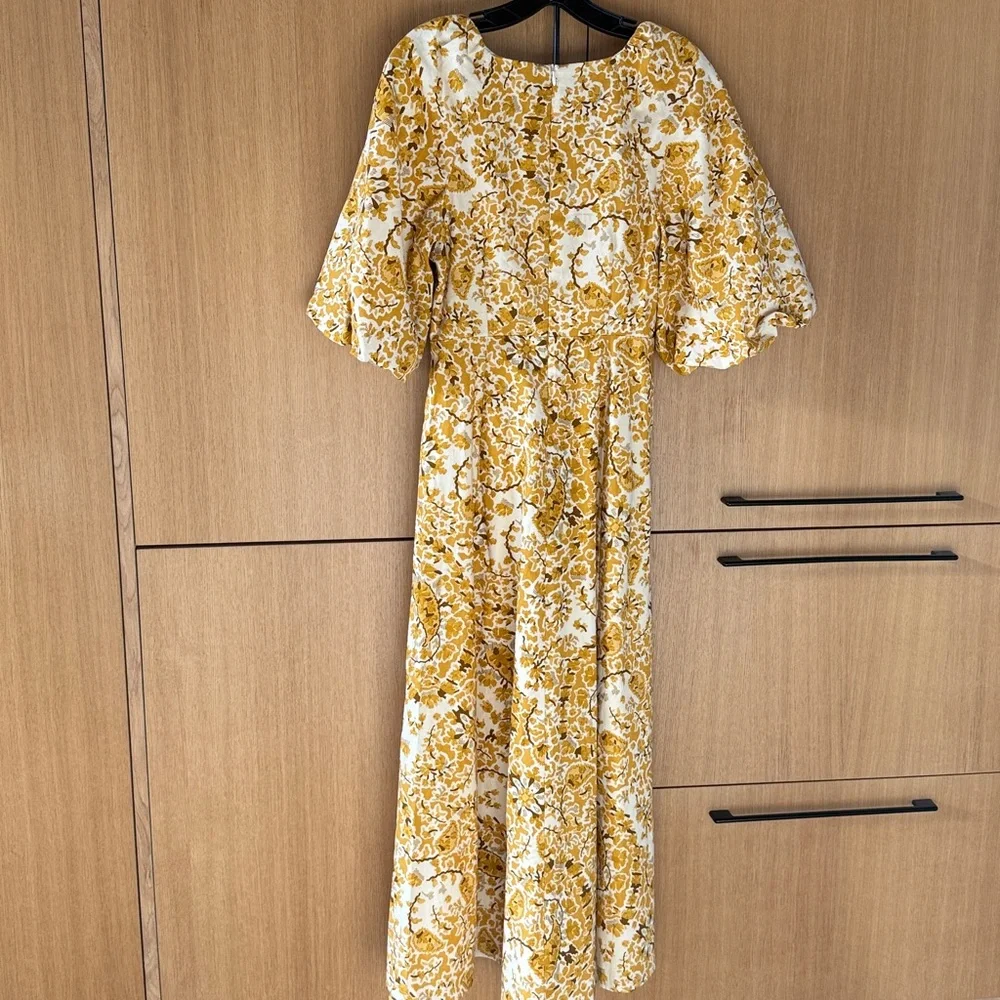 Sezane ROBE LONGUE NEOMIE ALCAZAR OCRE Yellow Floral Dress NWT SIZE 34 US 2 - Picture 15 of 16